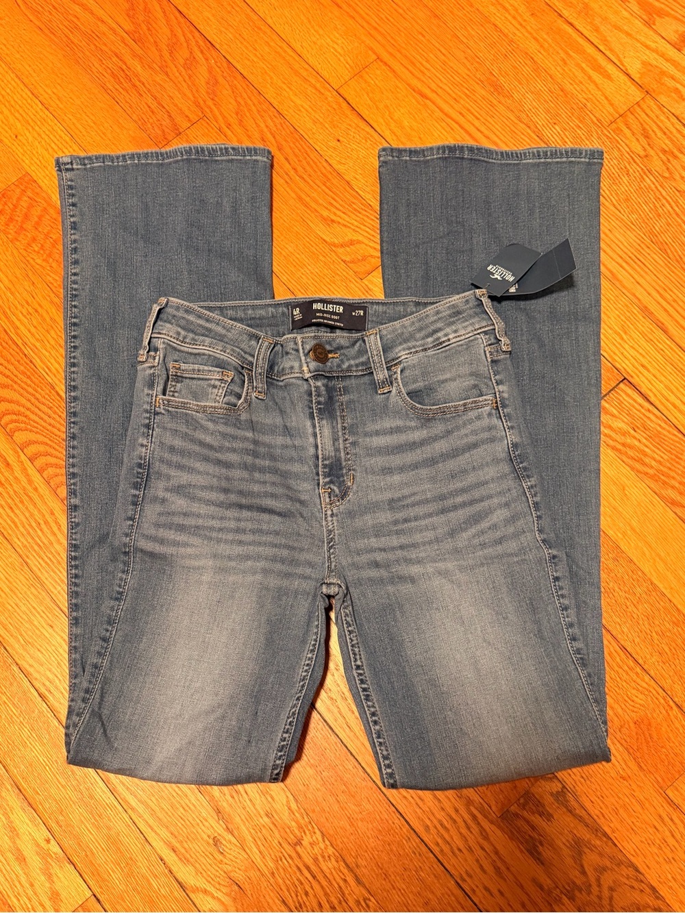 Hollister Women's Light Wash Jeans Flare - Light Blue